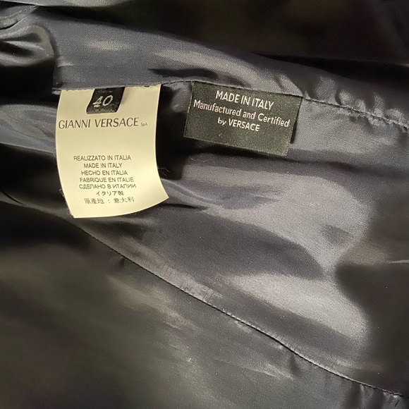 Versace navy leather trench coat - Picture 5 of 12